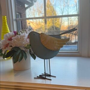 Blue & Yellow Decorative Metal Bird Figurine - Home Accent